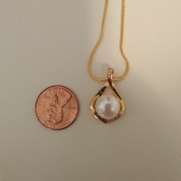 14k Gold Over Sterling Silver Akoya Pearl Jeweled Fancy Pendant Necklace Set